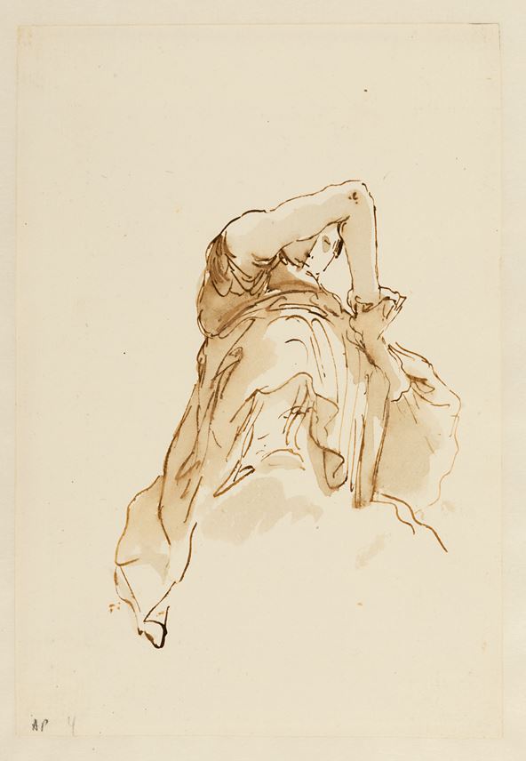 Giovanni Battista Tiepolo - A Study for a Ceiling: A Standing Draped Figure, Seen from Below | MasterArt